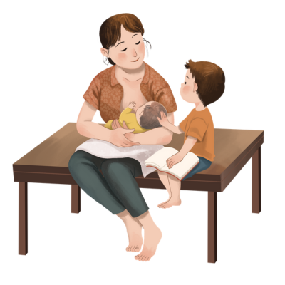“Mãe com bebê no colo durante o puerpério”